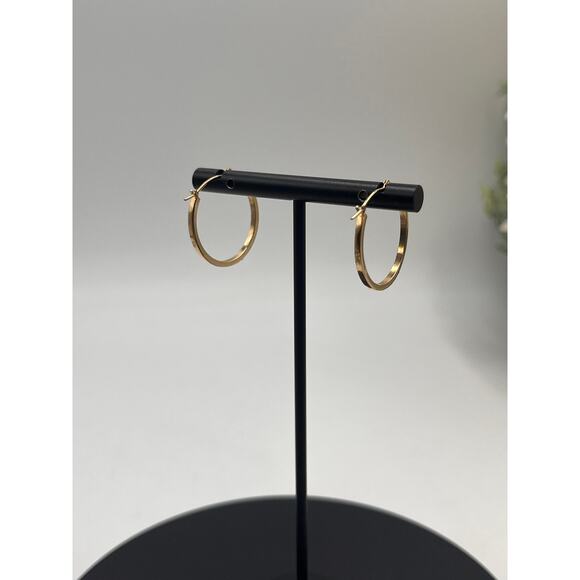 SLC Signed Vintage 14K Yellow Gold CZ Hoop Earrings 1”, 1.1 grams - Picture 12 of 12